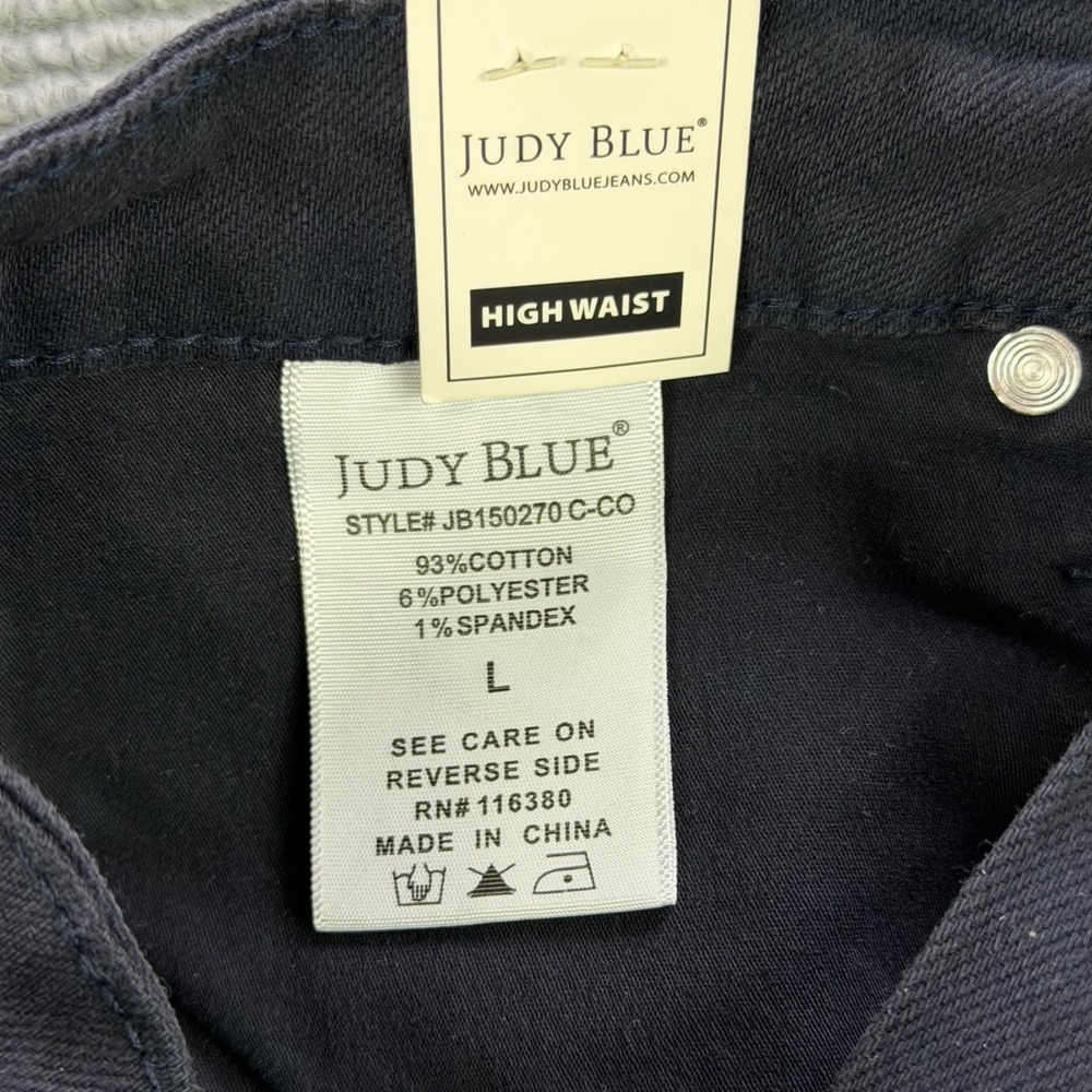 NEW Judy Blue Navy High Waist Tummy Control Denim Shorts Womens Large JB150270 - Picture 13 of 16